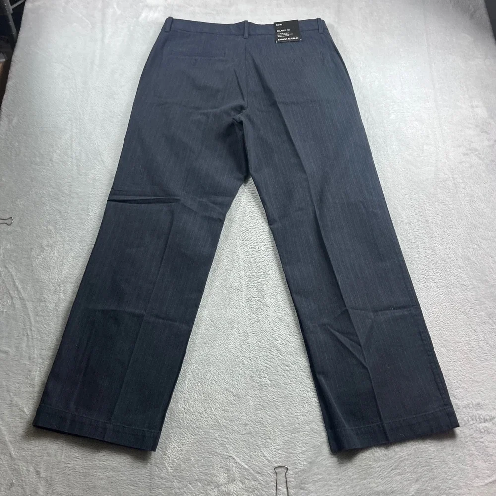 Banana Republic‎ Mens Relaxed Fit Pinstripe Chino Pants Navy Blue 33x30 NEW